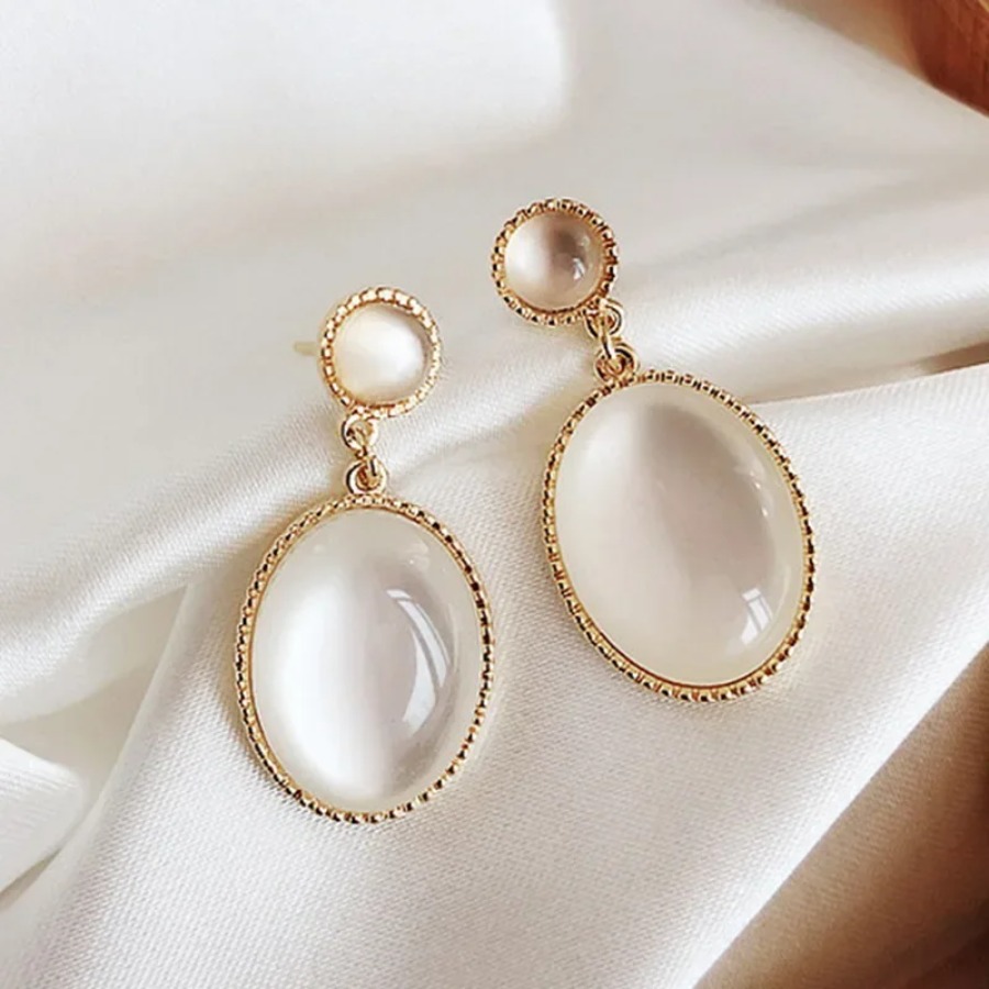 Opal Earrings Dangle - Słodkie Opalowe Kolczyki Wiszące w Kształcie