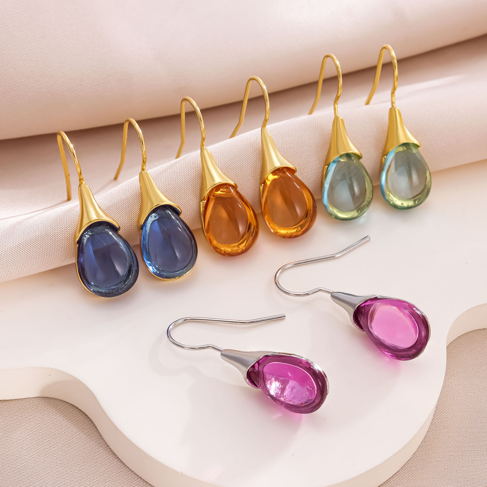 Opal Earrings Dangle - Modne damskie kolczyki z kamieniami kocie