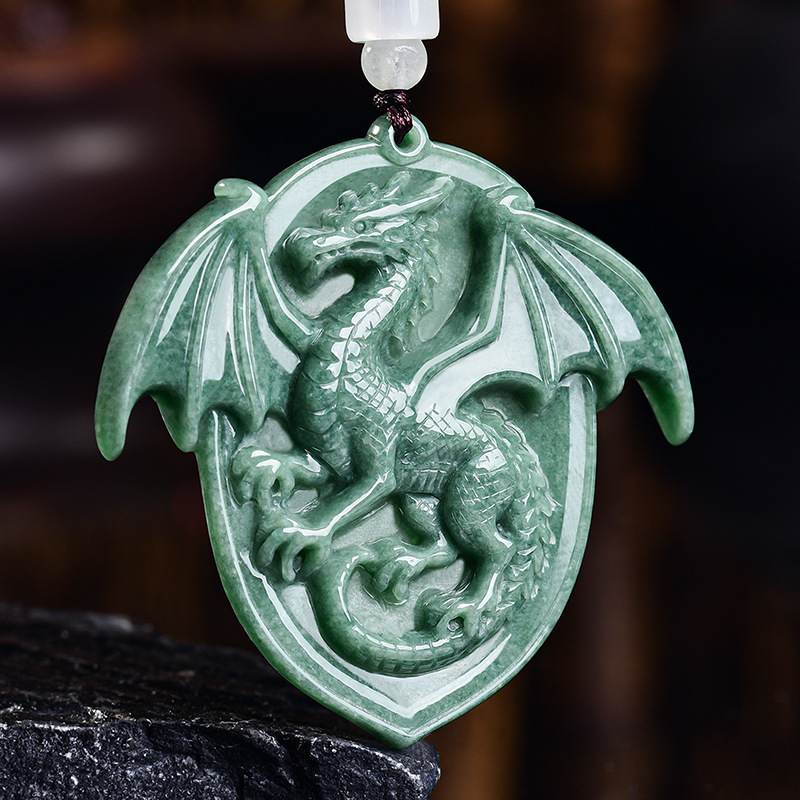 Jewelry & Watches Vitopoulos Reviews - Naturalny Birmanski Jadeitowy Wisiorek Smok Naszyjnik