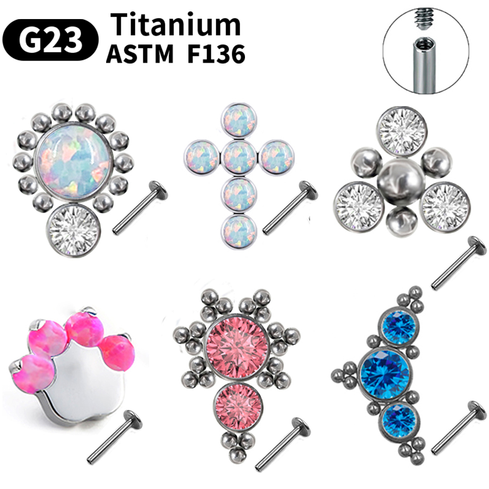 Opal Earrings Dangle - Kolczyki sztyfty z tytanu G23 dla