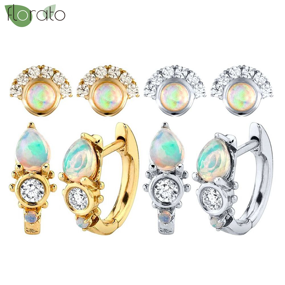 Opal Earrings Dangle - Igła ze srebra próby 925, wykwintne