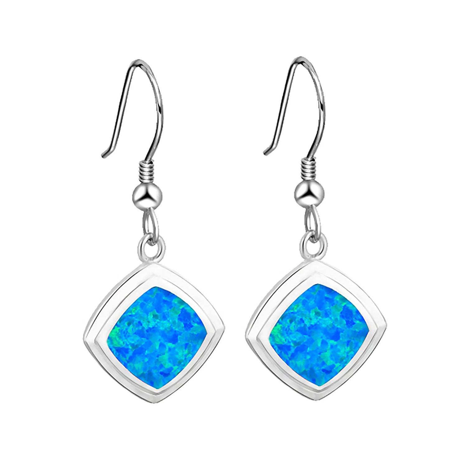 Opal Earrings Dangle - Geometryczne kolczyki kwadratowe dla kobiet, luksusowa