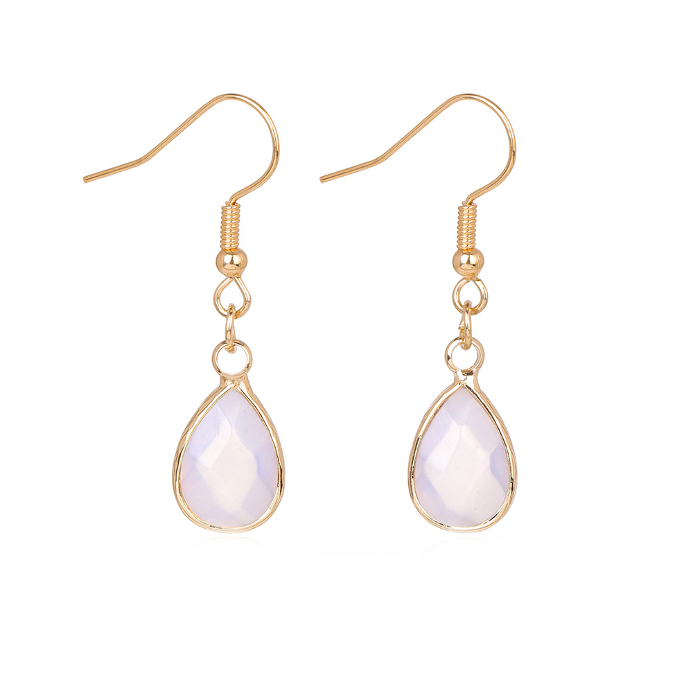 Opal Earrings Dangle - Kropla wody Opalowe kolczyki z kamieniem